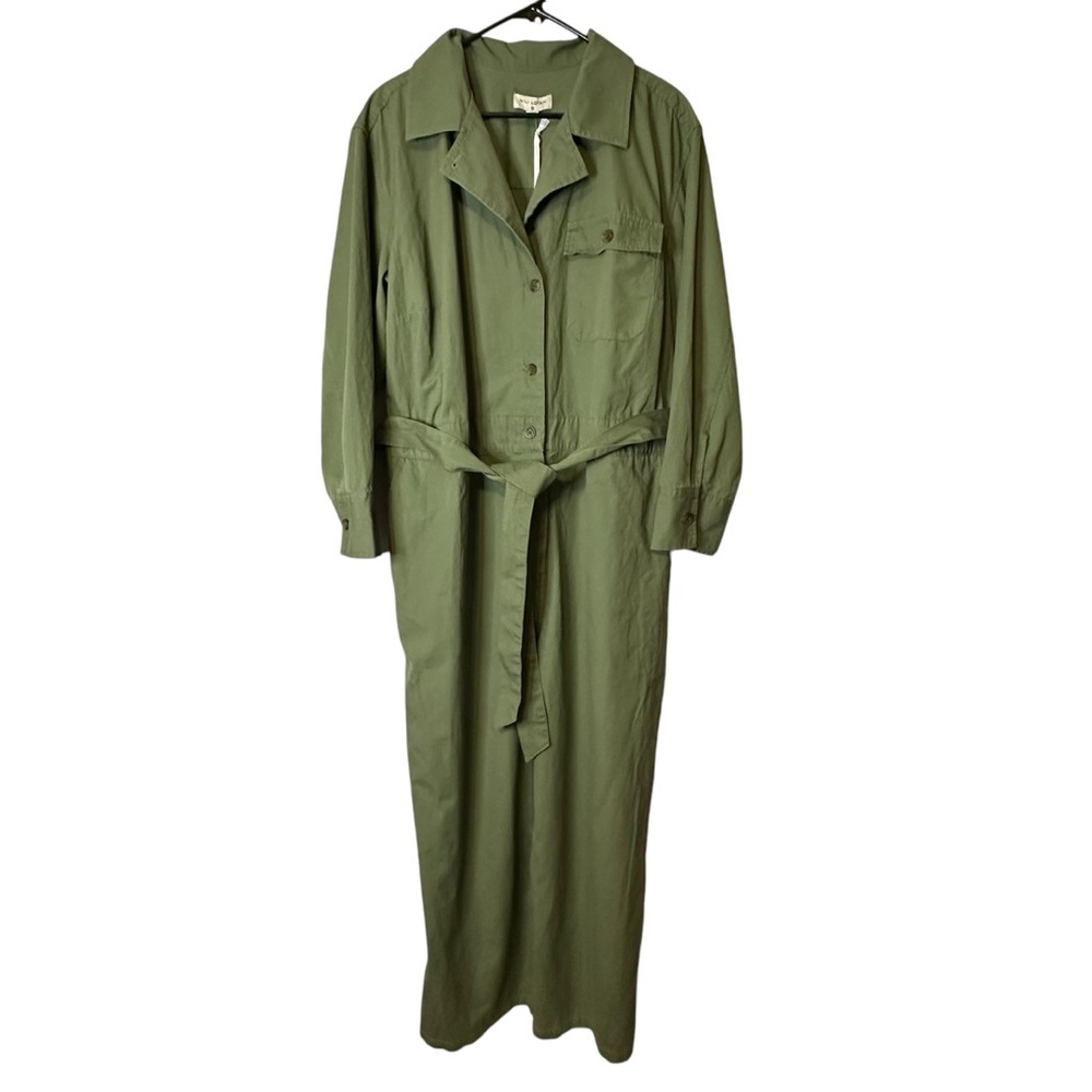 Nili Lotan Target Olive Utility Coverall Jumpsuit Belted Cotton 1X NWT Safari